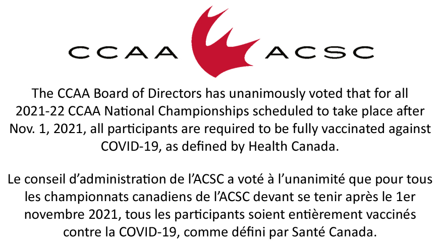 Mandatory vaccines for CCAA Championships